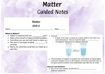 Preview of Matter- 5th Grade Science  Notes