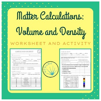Preview of Matter Calculations: Volume and Density (harder version)