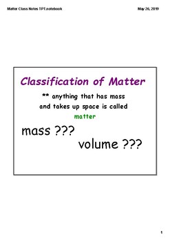 Preview of Matter Class Notes (Smart Board)