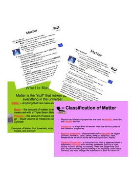 Preview of Matter Cloze Notes and PowerPoint