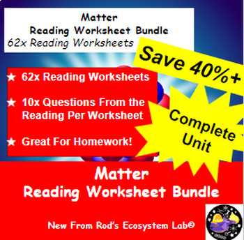 Preview of Matter Complete Unit Reading Worksheet Bundle **Editable**