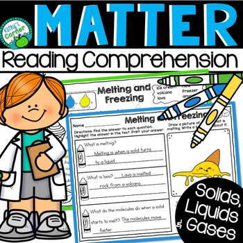 Preview of States of Matter Reading Passages, Comprehension Activities, and Posters