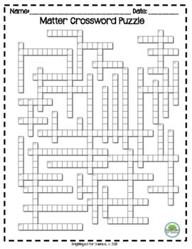 Matter Crossword Puzzle by Brighteyed for Science TpT