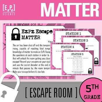 Preview of Matter Escape Room Activity | 5th Grade Science Review Game