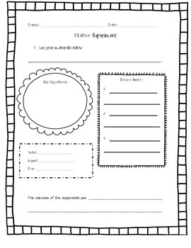 Preview of Life Science Chemistry Matter Experiment Template Common Core