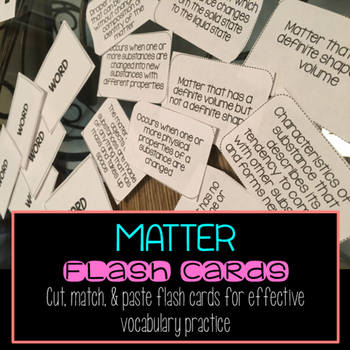 Preview of Matter Flash Cards Activity