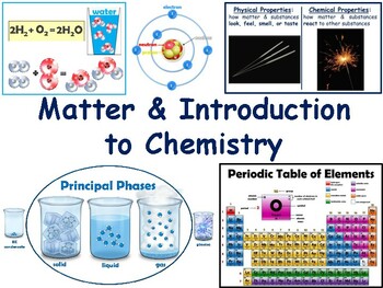 Preview of Matter, Intro to Chemistry Lesson -  study guide, state exam prep 2023-24
