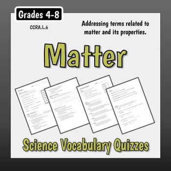 Preview of Science Vocabulary Assessments - Matter & Its Properties