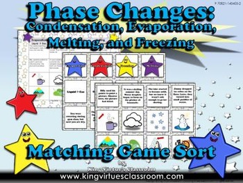 Preview of Matter: Phase Changes Matching Game Sort #2 - Evaporation, Condensation, Melting