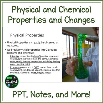 Preview of Matter: Physical and Chemical Properties PPT and Student Notes