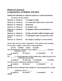Matter Pre-Assessment or Test Prep and Answers (Word)