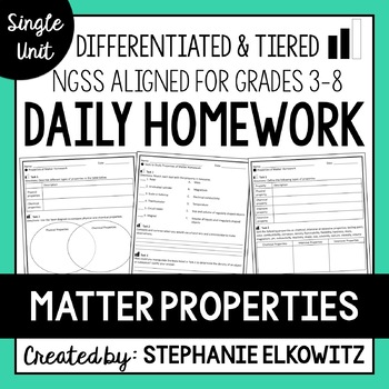 Preview of Matter Properties Homework | Printable & Digital