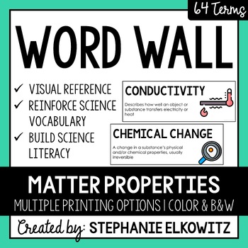 Preview of Matter Properties Word Wall | Science Vocabulary
