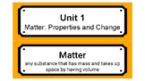Matter: Properties and Change Vocabulary Cards