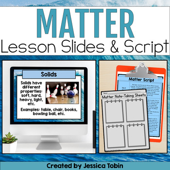 Preview of Matter PowerPoint Slides and Note Taking Graphic Organizers, States of Matter