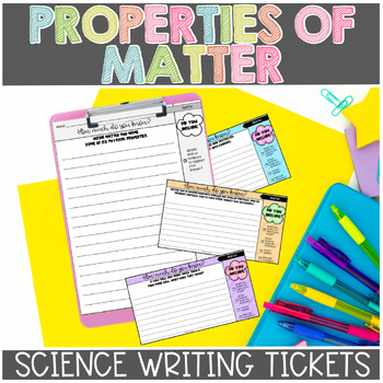Preview of Investigating Matter Science Exit Tickets or Science Writing Prompts