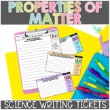 Investigating Matter Science Exit Tickets or Science Writi
