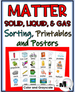 Preview of States of Matter Sorting Activities Printables Flap Book and Science Posters