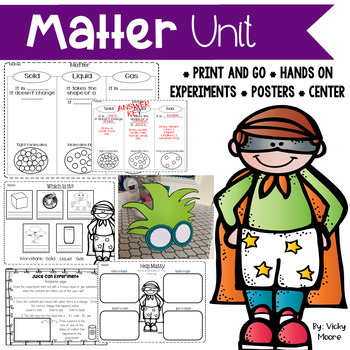 Preview of Properties of Matter Unit | Solid Liquid Gas | Experiments | Lessons  Printables