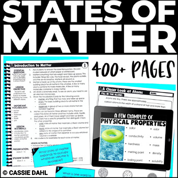 Preview of States of Matter Unit with Lesson Plans, Worksheets, Assessments, and More