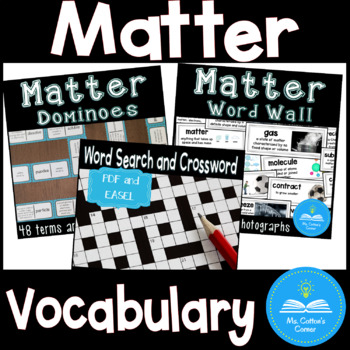 Preview of Matter Vocabulary Activities; Word Wall, Dominoes, Word Search, Crossword Bundle