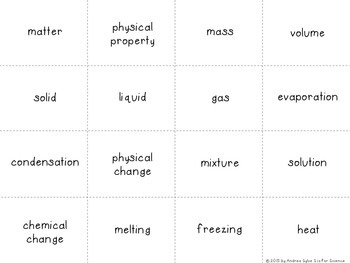 Matter Vocabulary {Flash Cards, Memory or Matching Cards} by S is for ...