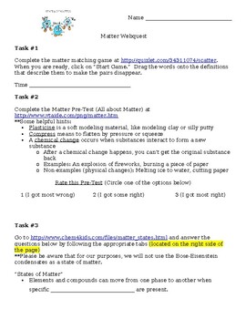 Preview of Matter Webquest