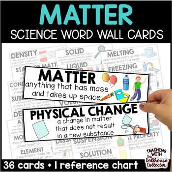Preview of Matter Vocabulary Word Wall Cards 5th Grade Science Physical & Chemical Changes