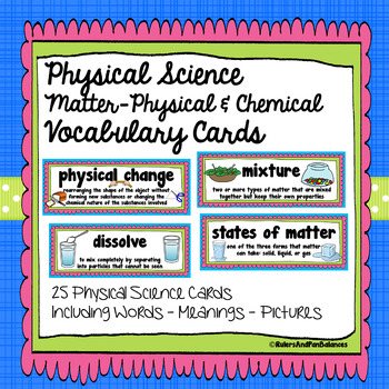 Preview of Matter Word Wall ~ Physical and Chemical Change ~ Vocabulary