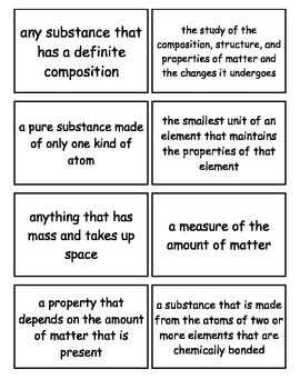 Matter and Change Chapter Flashcards, High School Chemistry by Demirhan