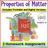 Properties and States of Matter and Change Homework Worksheets