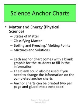 Classifying Matter Anchor Chart