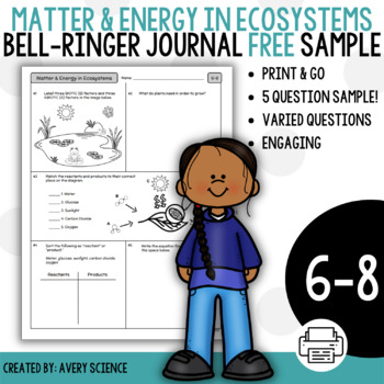 Preview of Matter and Energy in Ecosystems Bell Ringer Journal Free Sample