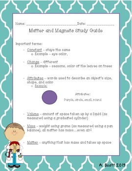 Preview of Matter and Magnets Study Guide