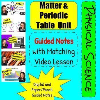 Preview of Matter and Periodic Table Guided Notes and Video Lessons Portfolio 