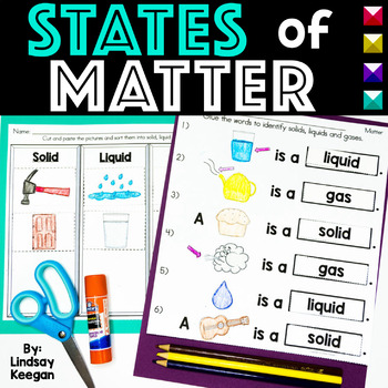 Preview of States of Matter Worksheets and Science Activities for Solids, Liquids and Gases