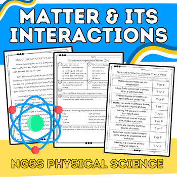 Preview of Matter & its Interactions {Reading Passages, Worksheets, Quizzes, & Assessment}