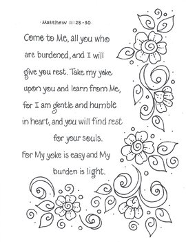 Matthew 11:28-30...Come to Me (floral) by Bunky Business | TpT