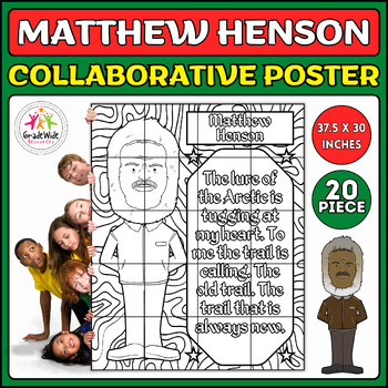 Preview of Matthew Henson Collaborative Coloring Poster Bulletin Board, Black History Month