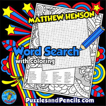 Preview of Matthew Henson Word Search Puzzle & Coloring | Black History Month Wordsearch