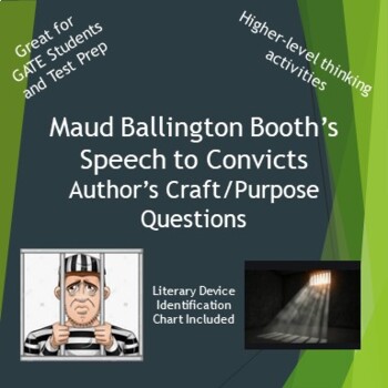 Preview of Maud Ballington Booth's Speech to Ex-Convicts Author's Purpose Questions