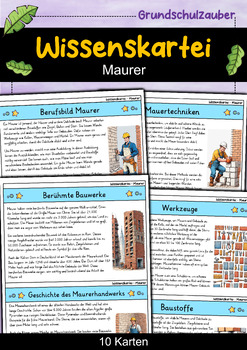 Preview of Maurer - Wissenskartei - Berufe (German)