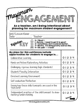 Preview of Maximum Engagement! A Teacher's Planning Form for Ensuring Student Engagement