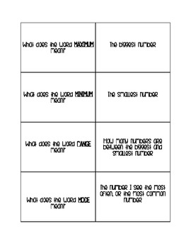 Statistics (Maximum, Minimum, Range, Median, and Mode) Cards | TPT