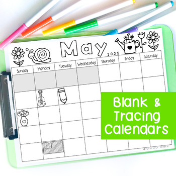 Preview of May 2024 Calendar Activities, Number Tracing + Blank Calendar Templates