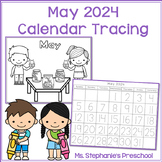 May 2024 Monthly Tracing Calendar and Coloring Pages