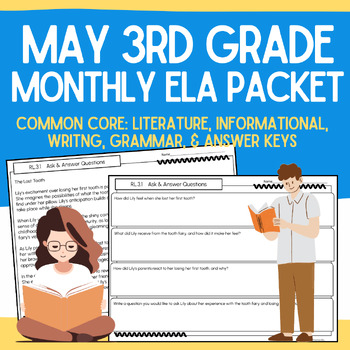 Preview of 3rd Grade May Packet: Common Core ELA Morning Work, Early Finisher, Homework