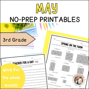 Preview of May 3rd Grade No-Prep Printables | Memorial Day/Cinco de Mayo Themed Worksheets