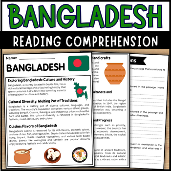 Preview of May AAPI Heritage Month Bangladesh Reading Comprehension Passage & Questions