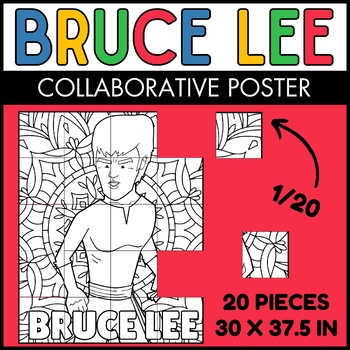 Preview of May AAPI Heritage Month Bruce Lee Collaborative Coloring Poster Bulletin Board